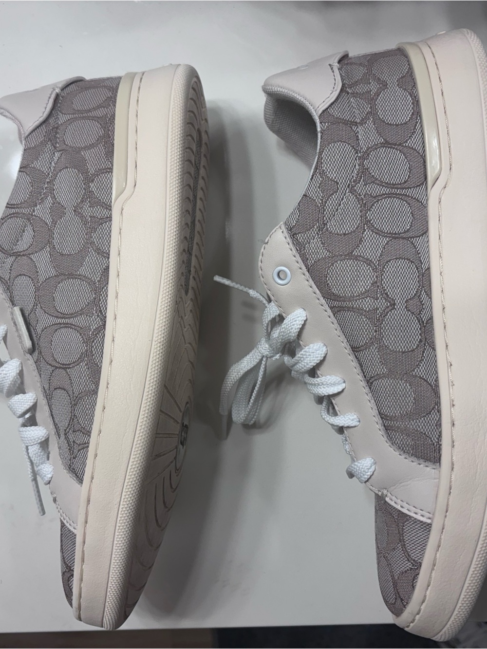 Coach Taupe Signature Canvas Low-Top Sneakers